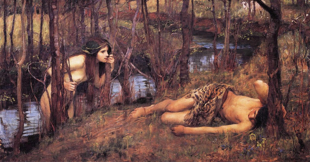 Naiad John William Waterhouse (1849-1917):
''A Naiad'' or ''Hylas with a Nymph''. 1893
(first exhibited at the New Gallery, London 1893)
This work is in the public domain in those countries with a
copyright term of life of the author plus 90 years or less.